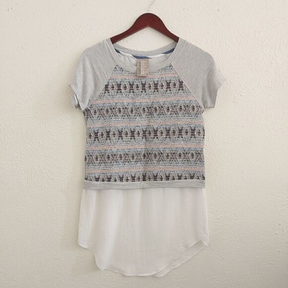 Anthropologie Dolan Printed Skirted Top XS Grey - Picture 3 of 5